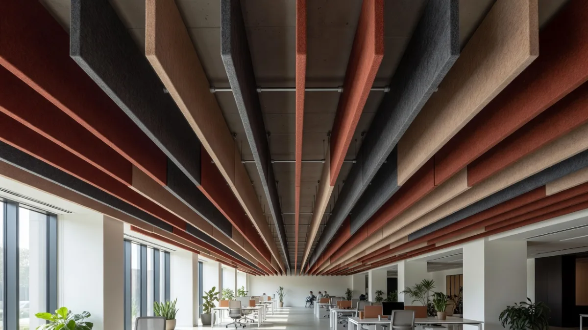 Baffles de plafond dimensionnées pour un open space