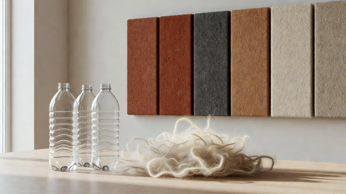 Bouteilles PET recyclées transformées en fibres de feutre acoustique