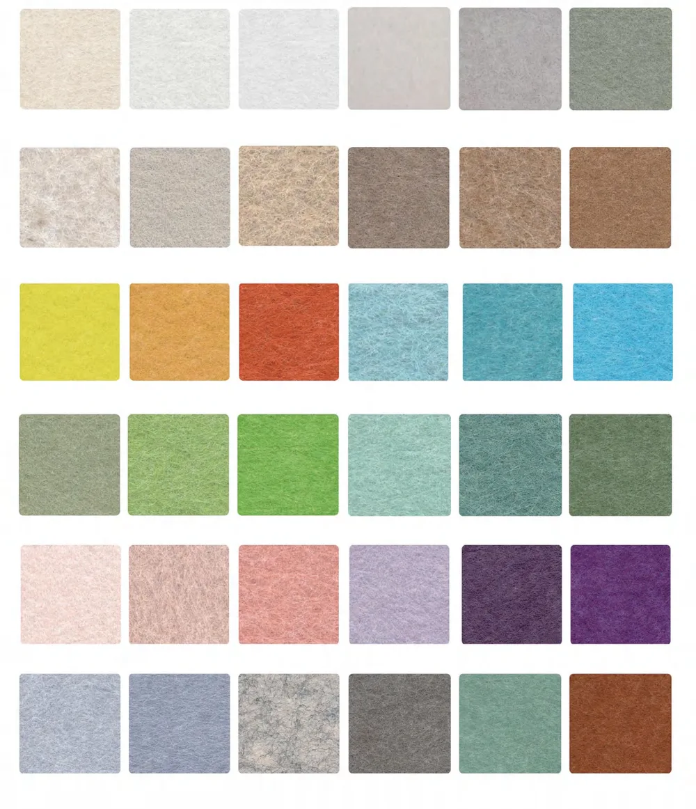 Swatch card with 36 acoustic PET felt colours